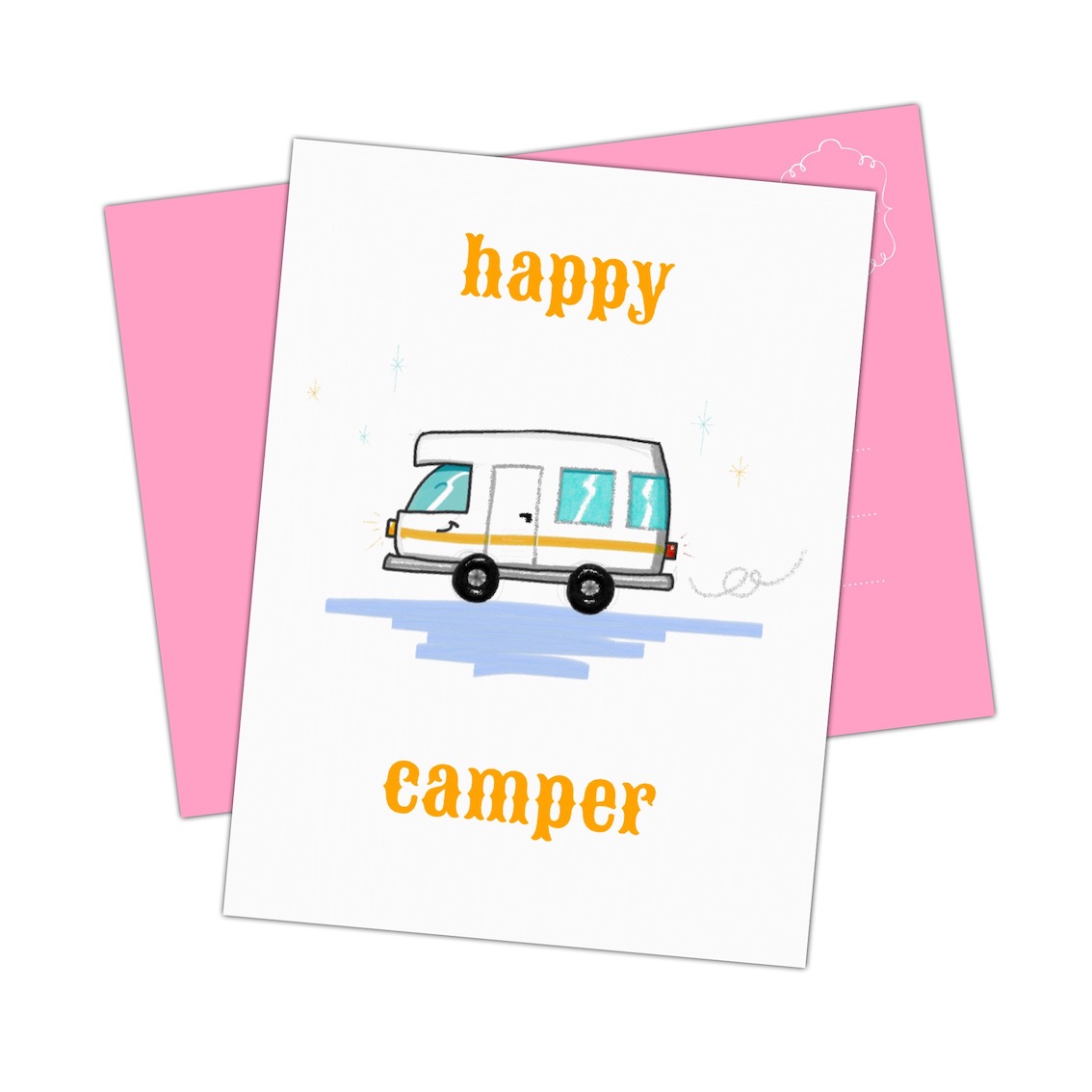George Hanbury Perioperatieve periode Jumping jack ansichtkaart Happy Camper - leuke kaarten vind je bij Houtmoed