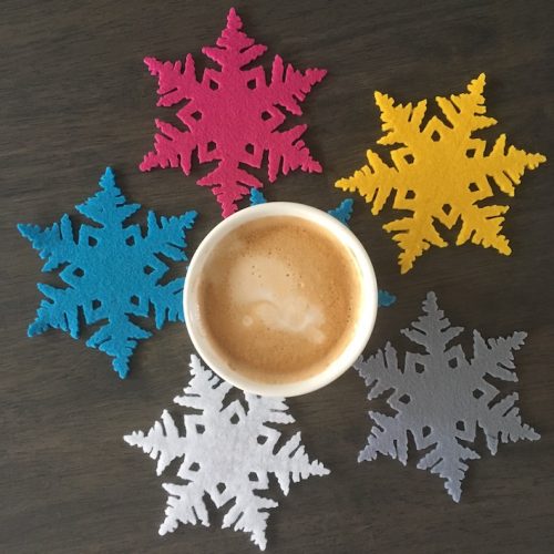 sneeuw onderzetters vilt handgemaakt koffie drinken was nog nooit zo leuk