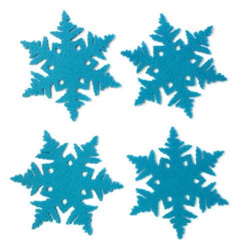 set van vier blauwe onderzetters sneeuw winter kerst kado