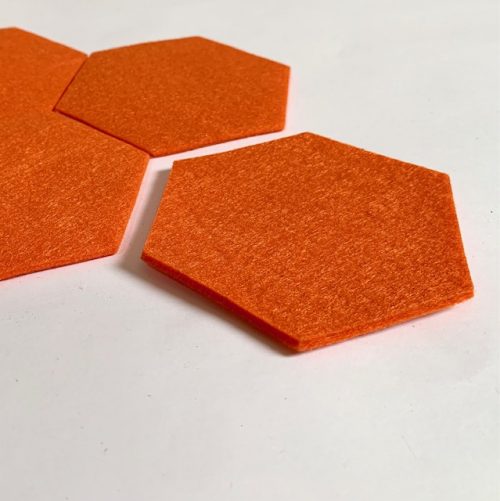 vilten onderzetters hexagon oranje