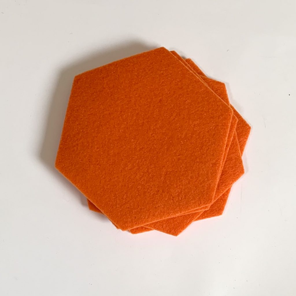 vilten onderzetters hexagon oranje