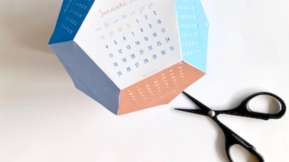 bureaukalender dodecaëder om zelf te maken (printable)