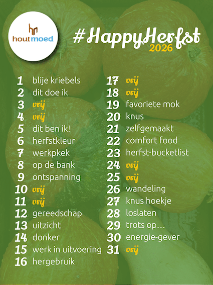de prompts voor de #happyherfst challenge van 2026
